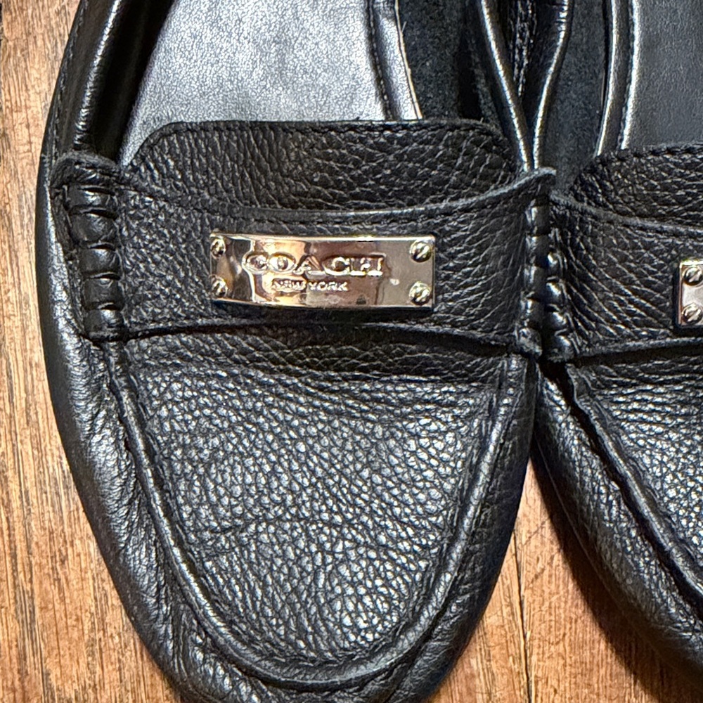 COACH 7-7.5 Fredrica Black Pebble Leather Loafers - Picture 7 of 8
